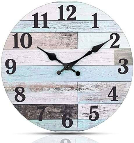 Wall Clock: 12 Inch Silent Wall Clocks Battery Operated, Wood Clock Farmhouse Country Retro Rustic Vintage Decor Clocks for Living Room, Kitchen, Bedroom, Home, Bathroom