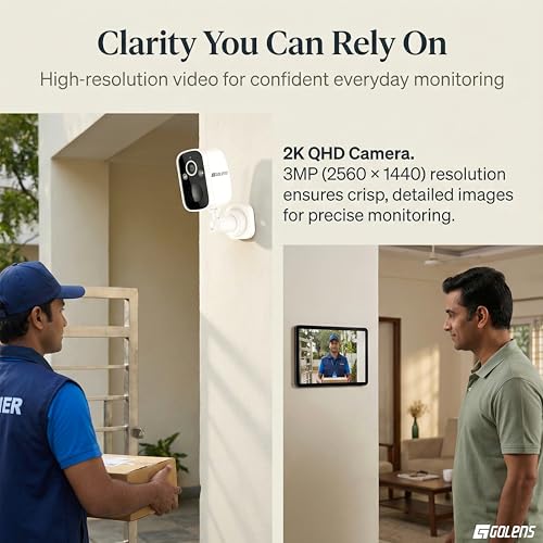 Image of Golens WC09K 2K WiFi Security Camera Outdoor, 5000mAh Rechargeable Battery Powered CCTV Camera, Color Night Vision, AI Motion Detection, Two-Way Audio, Sound & Light Alarm, Waterproof Heavy-Duty