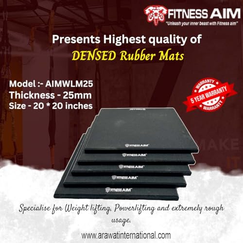 Image of Rubber Tiles Ideal for Free Weight Areas, Heavy Lifting Zones & Cross Training Boxes /Gyms, Heavy Duty 25mm Thick Rubber Exercise Gym Floor & Equipment Mats (Black, Pack of 4)