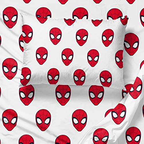 Image of Marvel Spiderman Twin Comforter Set 4 Piece Kids Bedding for Boys, Blue | Bed in a Bag, Comforter Sheets Pillowcase, Official Product, Soft Microfiber, Machine Washable, Easy Care, Boys Gift