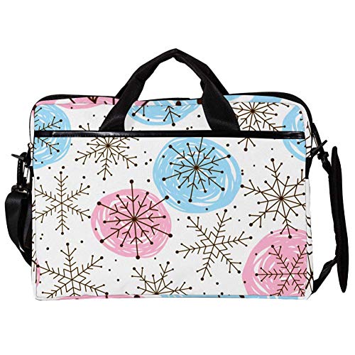 Sacoche ordinateur portable 14 15.4 pouces bleu rose motif flocon housse PC bandoulière