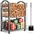 AMAGABELI GARDEN & HOME Firewood Rack with Tools 5-Piece Indoor Fireplace Wood Holders Outdoor Log Holder Rack Lumber Storage Stacking Stove Wrought Iron Large Logs Fireplace Tools Set Antique Silver
