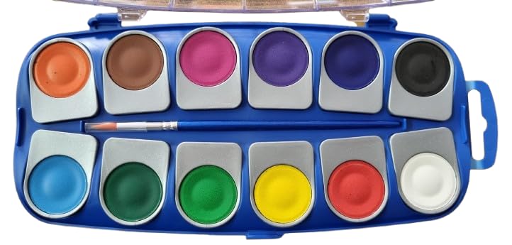Doms 12+6 Refillable Aqua Water Colour Cakes 30mm + Water Colour Tube(12) Shades Combo| FREE 2 Brushes + 1 Colour Palette| Rich Pigmented Colours| Useful For Artists, Students & Art Lover - Image 3 thumbnail