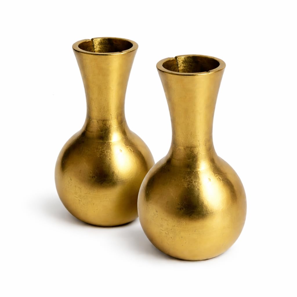 AIRA11 Decor Brass Gold Mini Flower Vase – Aluminium Metal Decorative Bud Vase for Table, Living Room, Office, Shelf & Centerpiece Decor – Small Modern Vase (7 × 7 × 12 cm) Set of 2-image-49