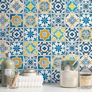 Amazon | アンティークタイル ［65×2.6m］ 壁紙 シール