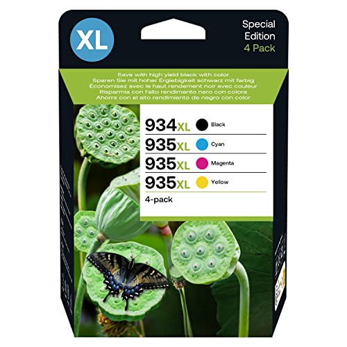 934XL 935XL Cartuchos de Tinta de Alto Rendimiento de Repuesto para HP 934XL 935XL Combo Pack Compatible con HP Officejet Pro 6230 6830 6835 Officejet 6812 6815 6820(Paquete de 4) Cover