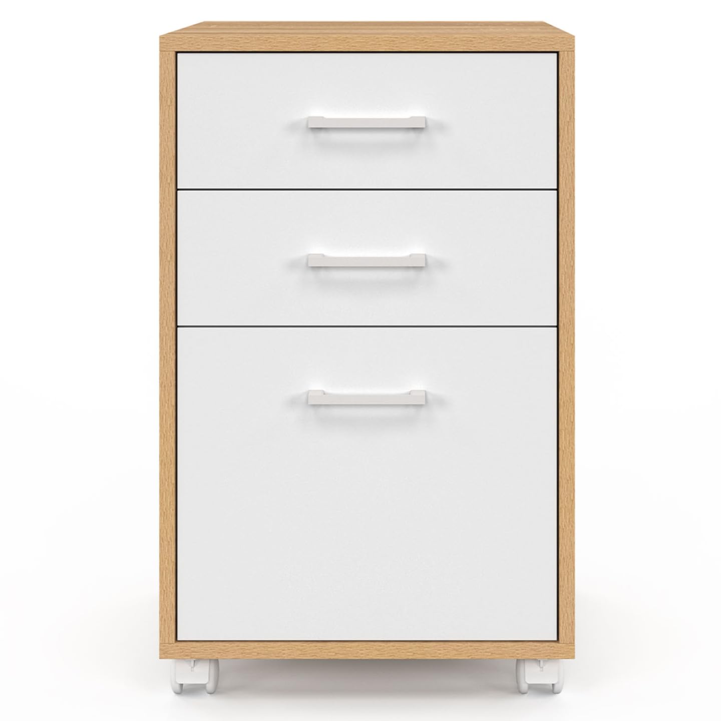IDMarket - Caisson de Bureau Jon Support imprimante 3 tiroirs Blanc et Bois