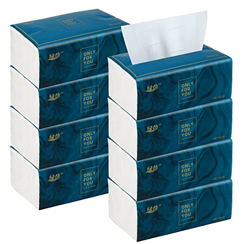 Image of 8 Packs Disposable Facial Tissue, Toilet Paper, Native Wood Pulp Fiber Material, Soft Facial Napkin, White Facial Paper Tissue, 4-Ply, 400 Sheets per Pack