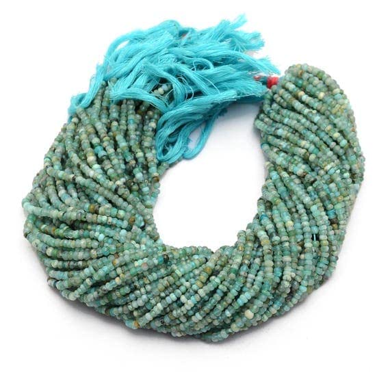 Opal de Pérou perles rondelles bleu-vert pour création bijoux en pierre naturelle
