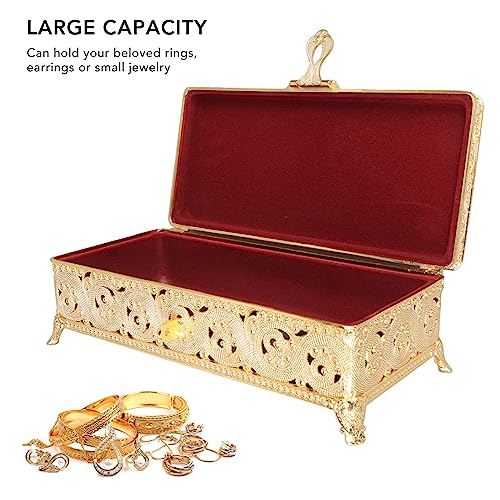 Boîte à bijoux vintage métal or pour décoration table de chevet