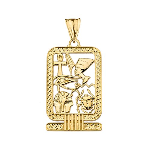 Exquisite 14k Yellow Gold Ancient Egyptian Cartouche Pendant