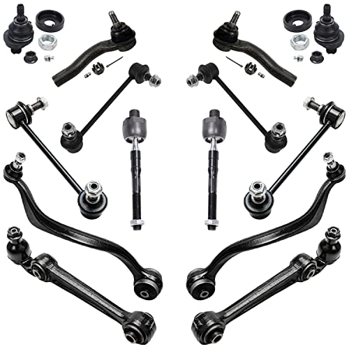 Image of Detroit Axle - 14pc Front End Kit for 07-10 Ford Fusion, 07-09 Lincoln MKZ Mercury Milan, Lower Control Arms Tie Rods Upper Ball Joints Front and Rear Sway Bars 2007 2008 2009 Replacement