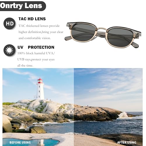 Image of Onrtry Classic Polarized Sunglasses for Men Women Semi-Rimless Frame Sun Glasses Fashion Retro Designer Shades