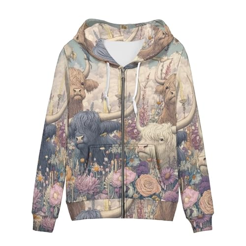 Allcute Graphic Print Zip Up Hoodie Women Comfy...
