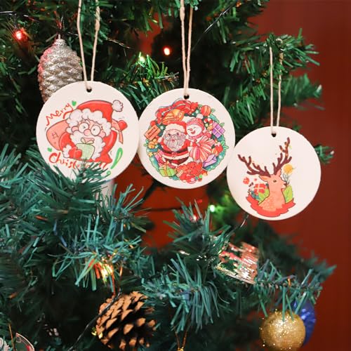 Image of 3 Pcs Biodegradable Wood Pulp Cellulose Compressed Cleaning Sponge Premium Kitchen Dishwashing Sponge Hanging Decorations for Christmas Tree Decorations, Kitchen, Bathroom and Surface Cleaning