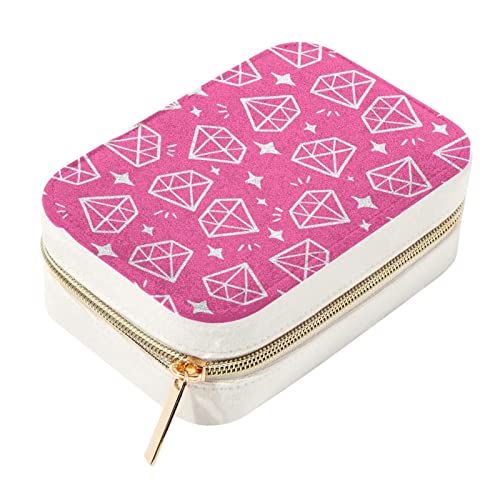 Boîte de rangement en velours pour boucles d'oreilles rose compacte avec zip - 2