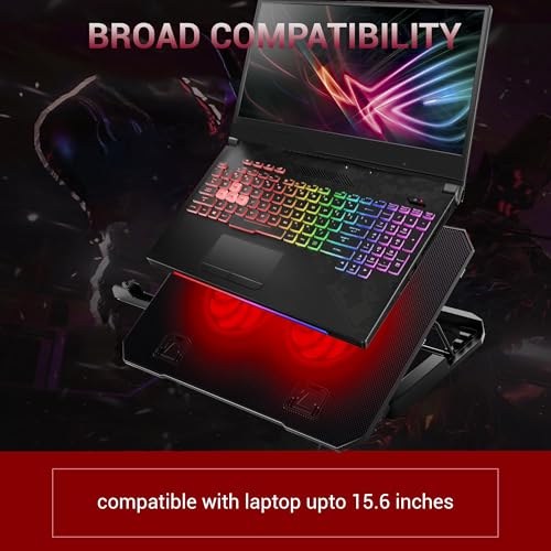 Image of Dracula 20 Laptop Cooling Pad, Laptop Cooler with Mobile Holder 2*1 125mm Quite Fans at 1000 RPM, Fan Speed Controller 5 Height Adjustable Angle 2 USB Ports Compatible for Laptop up to 15.6 inch
