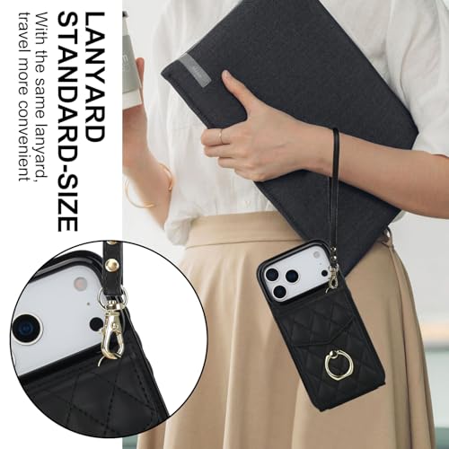 MRRSIWEI for Apple 17 Pro Max Wallet Case.Lanyard Black - image 5