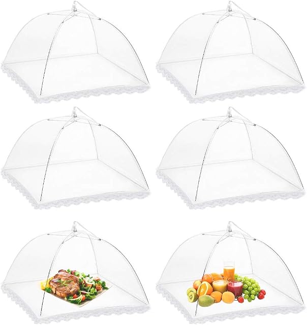 Onarway Food Serving Tents 6 Pack 17 Inch Pop-Up Encrypted Mesh Food Covers, Keep Flies Bugs Mosquitoes Away, Fine Net Screen Umbrella for Outdoors, Parties Picnics, BBQs, Reusable & Collapsible