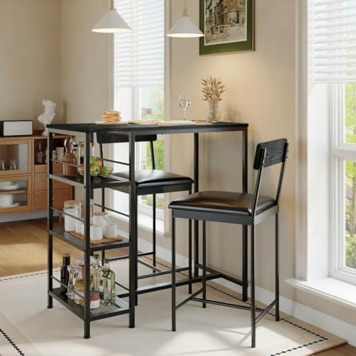 Mesa de comedor que ahorra espacio con taburetes ocultables para cocinas estrechas 2