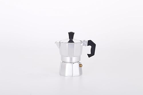 Classic Moka Pot 1 taza 1.5oz, cafetera espresso de aluminio plateado, cafetera cubana, Greca incluye piezas de repuesto, cafetera perfecta para