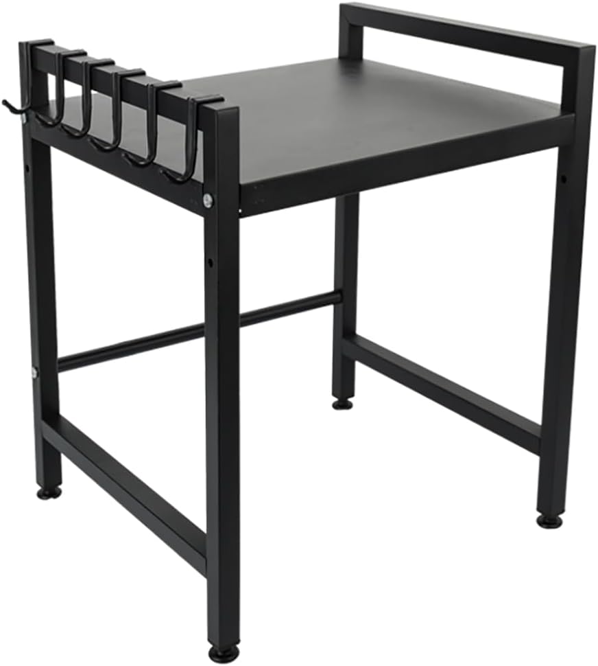 BAOYOUNI Microwave Oven Rack Stand Over Toaster Baker Shelf Bathroom Kitchen Storage Organizer Spice Racks with Hooks for Cabinet, Counter, Under Sink - Adjustable Layer Height - Width 20.86''