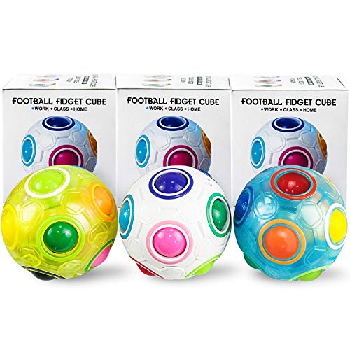 AMENON Rainbow Puzzle Ball Easter Basket Stuffers Stress Balls Cube Fidget Sensory Toy Magic Rainbow Ball Puzzle Stress Fidget Ball Brain Teasers Games Easter Toy Gifts for Kids Set of 3
