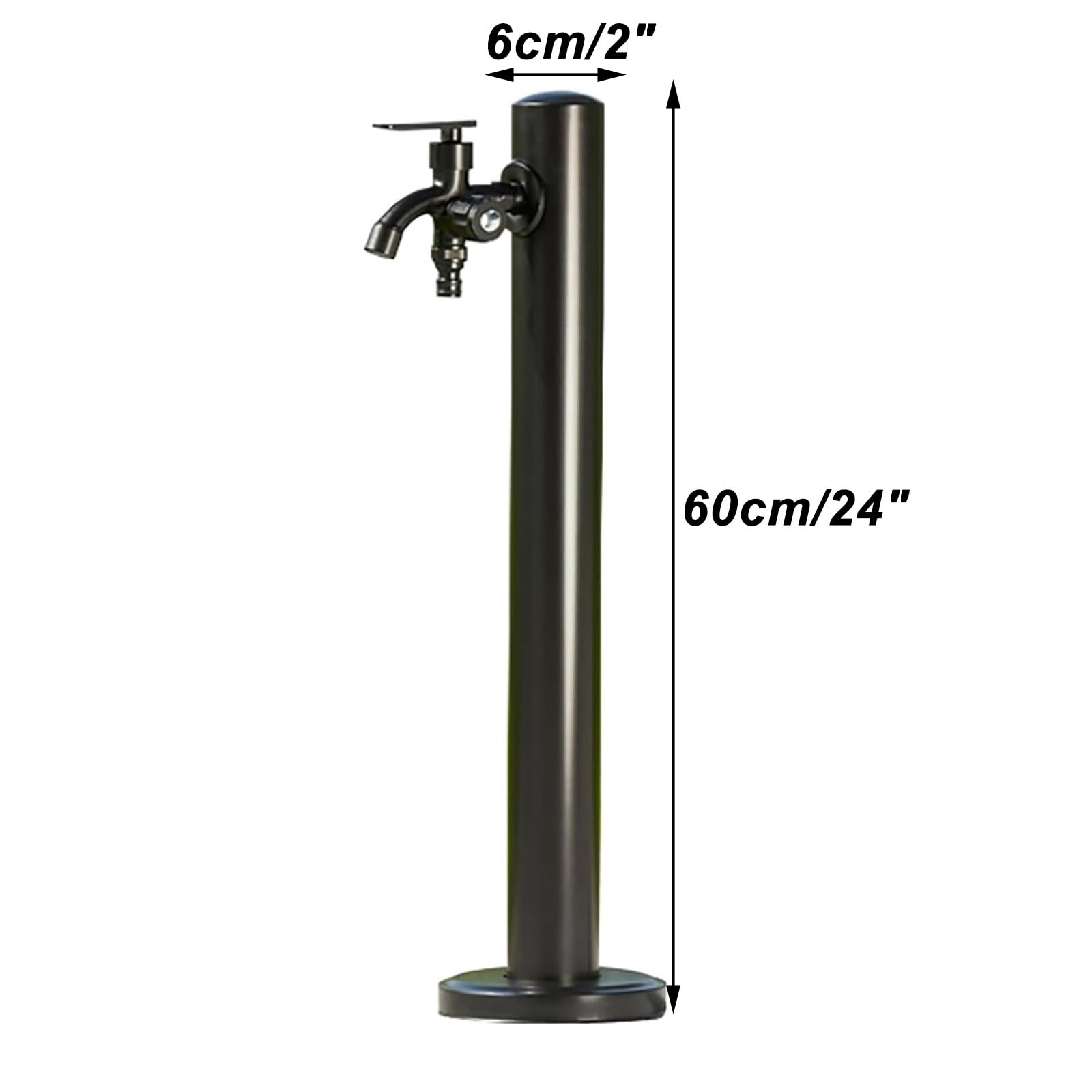 Moderne Colonne Jardin, Acier Inoxydable Colonne D'eau Verticale Antigel avec Robinets pour Cour, Ferme, Noir(60cm/24in)