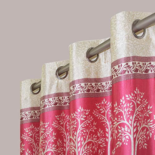 Image of Queenzliving Romazzino Panel Printed Curtains, Long Door 9 feet- Pack of 2, Pink