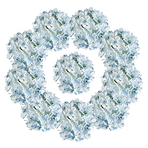 Lansdowns Silk Hydrangea Fake Flower 10Pcs Diy Floral Artificial Flower With Stems For Wedding Office Shower Decor Hotel Banquet Home Decor (Lake Blue) #TOP1