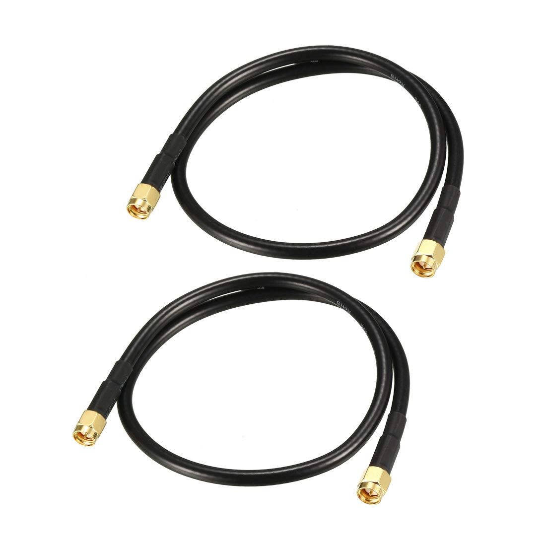 uxcell Antenna Extension Cable SMA Male to SMA Male Coaxial Cable RG58 50 Ohm 1 Ft 2pcs