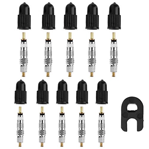 Broadroot 10 Piezas de Válvulas Presta + 10 Piezas de Tapas de Válvula con Llave para Bicicleta