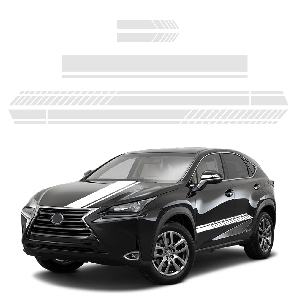 Car Stripe Decals for Car Hood Rear View Mirror Car Side Skirts,Universal Vinyl Racing Stickers and Decals,Great Car Decals Automotive Exterior Accessories for Men Women (White)