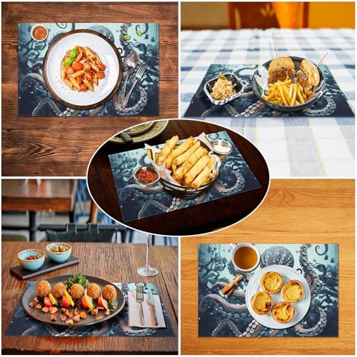 Set de table en PVC Cool Octopus anti-tache pour protéger des assiettes chaudes - 6