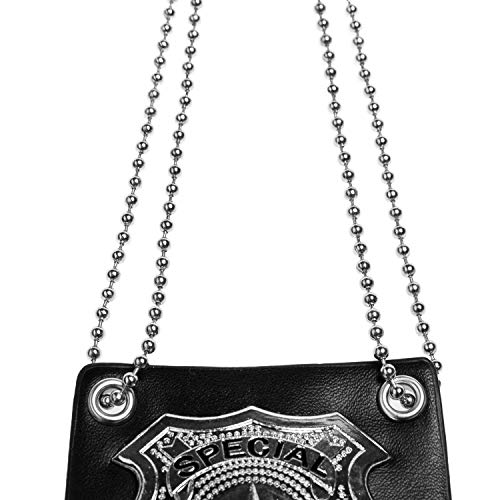 Kids Police Dress Up Accessories Pretend Play Special Police Badge With Chain(Black) #TOP7