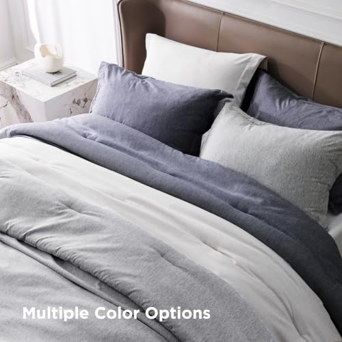 Image of Bedsure Oversized Queen Comforter Set - Grayish White Soft Bedding for All Seasons, Cationic Dyed Bed Set, 3 Pieces, 1 Oversized Queen Size Comforter (98 inchx98 inch) and 2 Pillow Shams (20 inchx26 inch+2 inch)