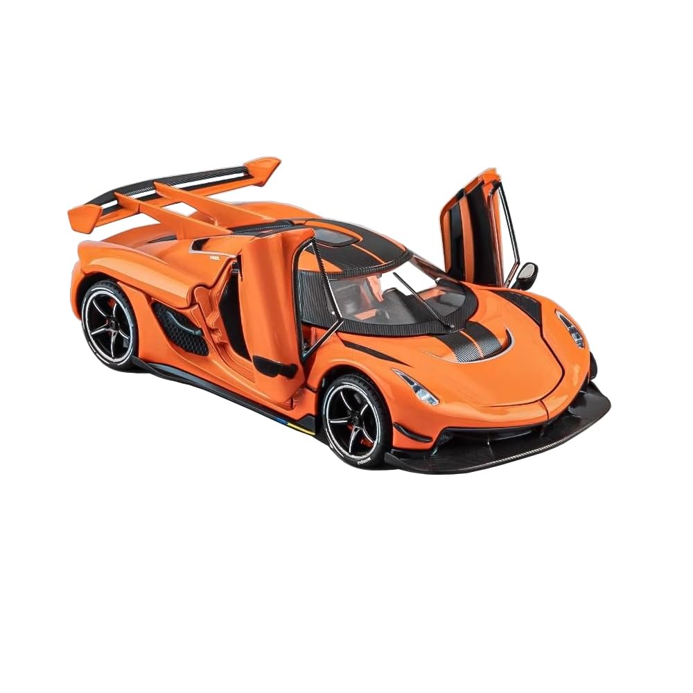 Toy Cars Model Jesko 1/24 Orange Alloy Collectibles Die-cast Vehicles with Sound and Light