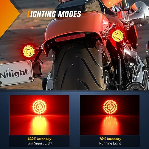 Image of Nilight LED Turn Signal Rear Brake Running Lights 1157 Double Contacts Plug and Play for Harley Davidson Dyna Sportster Touring Street Glide Road King Iron 883