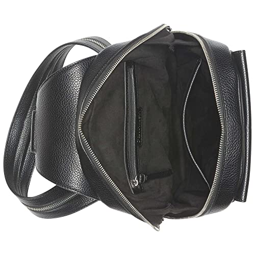 Image of Calvin Klein Women's Myra Backpack for Women - Vegan Leather Convertible Sling Backpack, 2 Pockets, Black /Silver, One Size