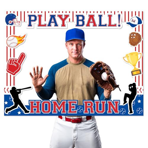 Jollyboom Baseball Birthday Party Photo Booth, Home Run Baseball Photo Booth Prop Frame Play Ball...