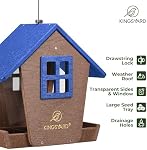 Kingsyard 4 lbs Grand Bird Feeder House pour les extérieurs suspendu, Recycled en plastique Bird Fowerer Hopper avec toit imperméable & Bac de capacité pour Cardinal Bluebird, jardin à l'extérieur du décor, vert