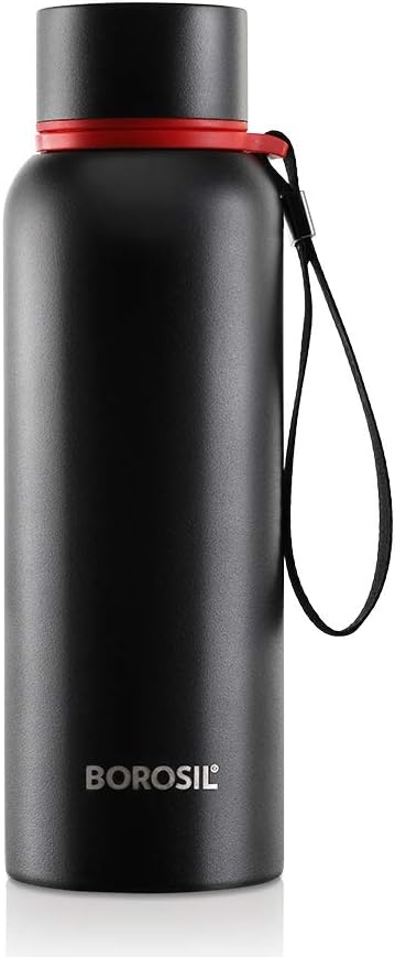 - Borosil Hydra Trek 700 ml Stainless Steel Water Bottle | Double Wall Vacuum Insulated Flask, Black | 20 Hours Hot & 24 Hours Cold | Ideal for Personal & Corporate Gifting | 1 Year Warranty
