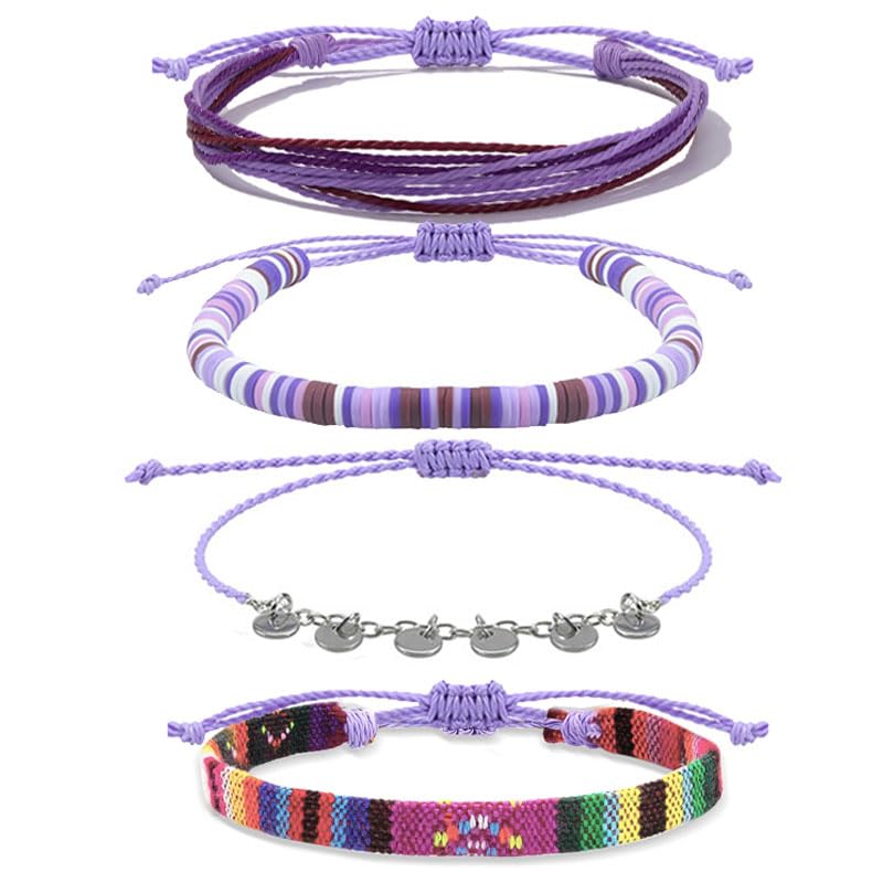 Image of Beach Summer Ankle Bracelet for Women Handmade Braided Adjustable String Anklets Waterproof Surfer Bracelet