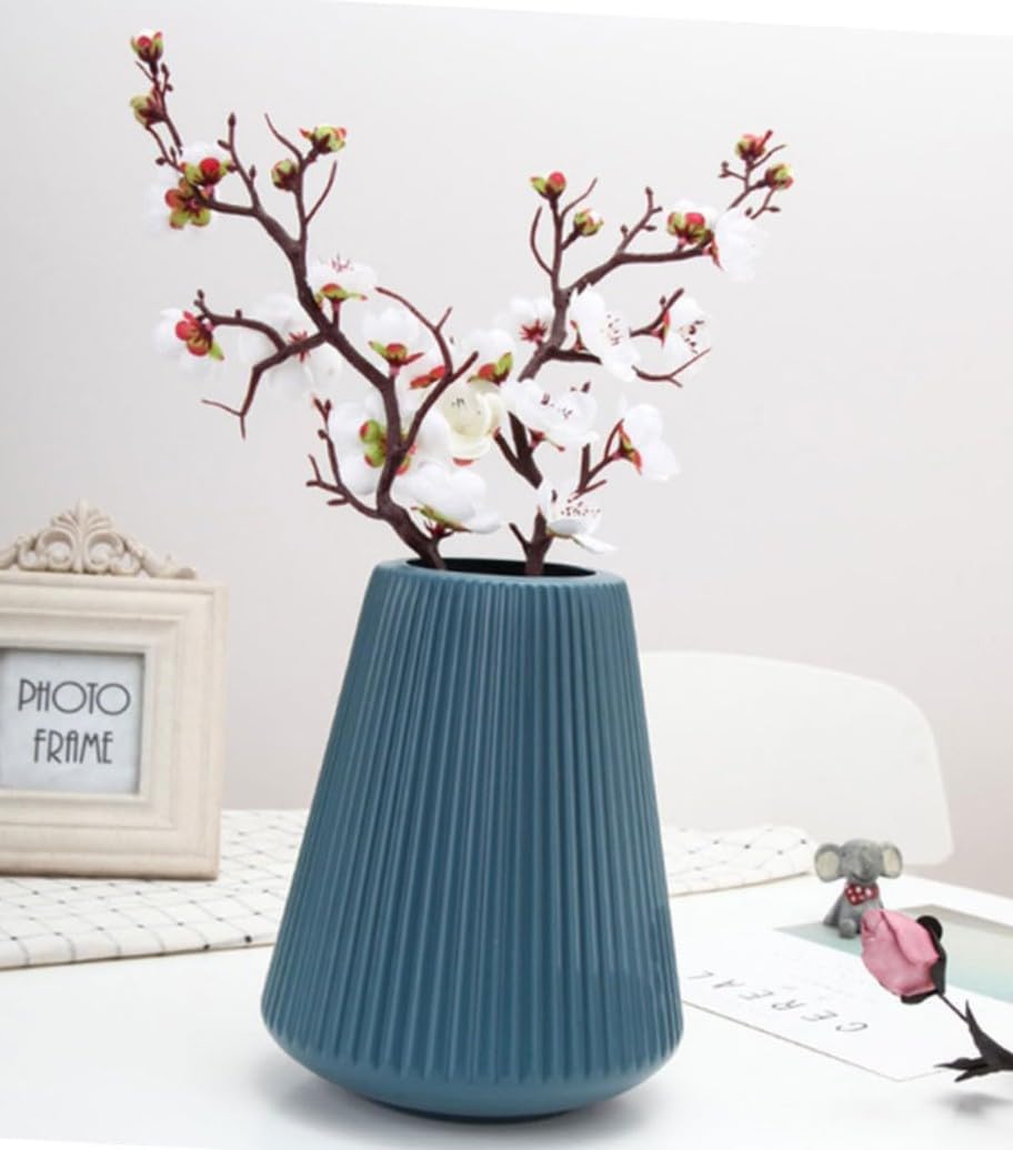 VRB DecTM 1Pcs Big Plastic Ceramic Vase, Flower Vase, Pampas Grass Vase, Vase for Flower, Vase for Plants,Vase Home Decor Centrepiece Decor for Home, Office,Living Room Decor Aesthetic (Blue Color) (B0D3LLD97W) Amazon Price History, Amazon Price Tracker