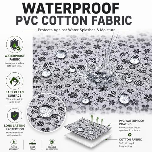 Image of DALUCI Top Load Fully Automatic Washing Machine Cover | Waterproof & Dustproof Polyester Fabric with Zipper | Protective Cover for Washing Machine (Black & Grey, 59X59X86 CM)