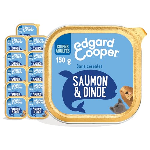 Edgard & Cooper - Paté para Perros (salmón y Pavo, 150 g x 11), Carne y Pescado Fresco y proteínas de Calidad, Ingredientes Reales para Perros, hipoalergénicos, sin azúcares añadidos