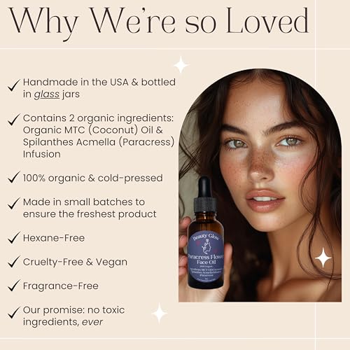 Organic Paracress Spilanthes Facial Oil Serum with MCT Coconut Oil, 1 Fl Oz