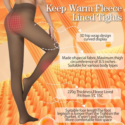 Image of Fleece Lined Tights Women Fake Sheer Thermal Winter Warm Pantyhose | Women High Waist High Stretch Fake Sheer Fleece Lined Tights, Thermal Warm Winter Pantyhose