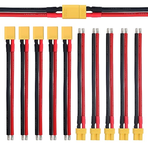 5 Paia XT30 Connettore Maschio Femmina XT30 Spina con Cavo di Silicone 100mm 14AWG per Batteria Lipo FPV Drone