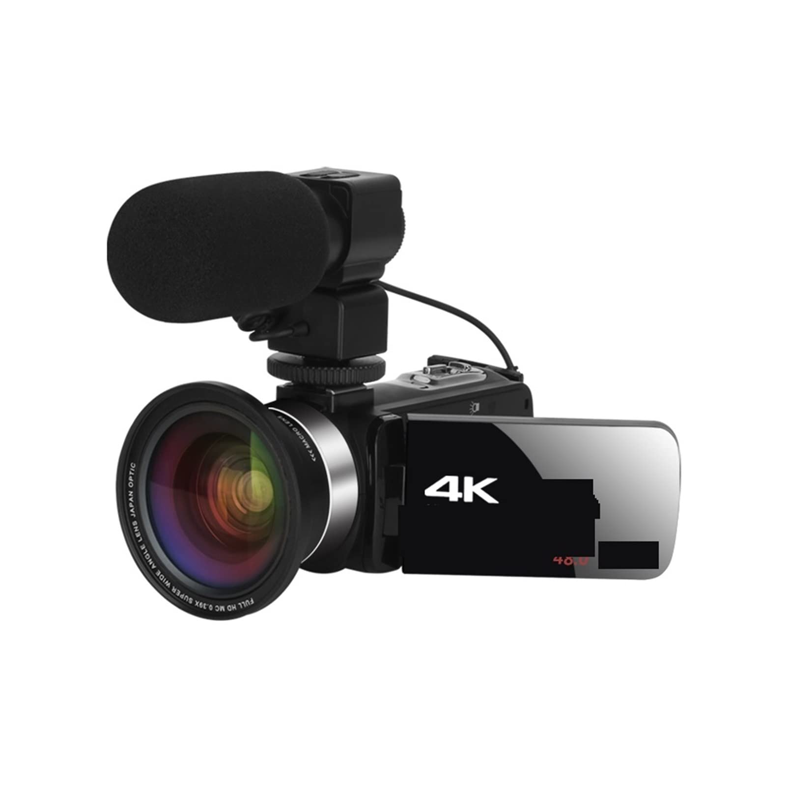 Cámara de Video, Full 4K UHD Cámara Digital Stream Camera Vlog Videocámara 18X 48MP Grabadora de Video Webcam Time Lapse(128G SD Card,with Lens Mic)